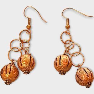 Vintage Copper Beaded Dangle Earrings